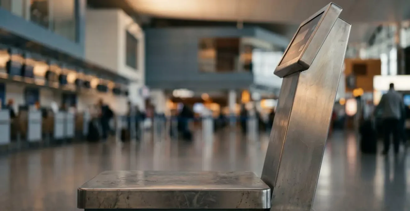 Balance de contrôle de poids des bagages en cabine à l'aéroport pour vérification des franchises