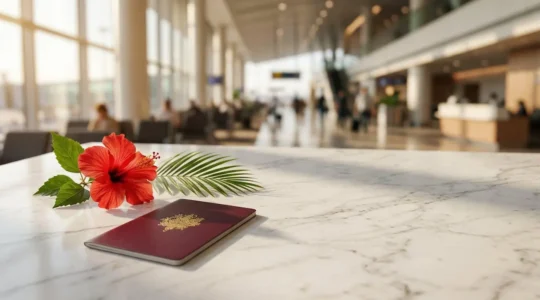 Document de voyage et destination tropicale pour la Guadeloupe depuis la France